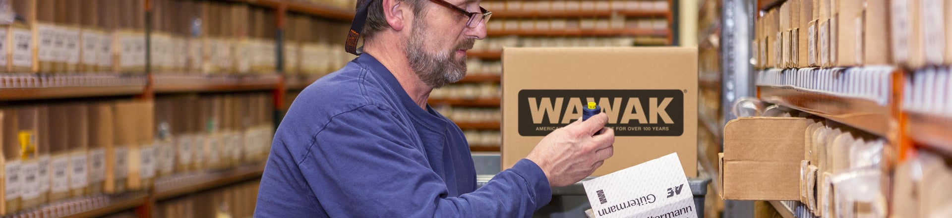 WAWAK Sewing Supplies Warehouse Gutermann Thread Order Being Picked By Employee