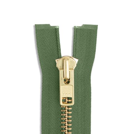 YKK #10 20 Brass Jacket Zipper - Army Green (566)