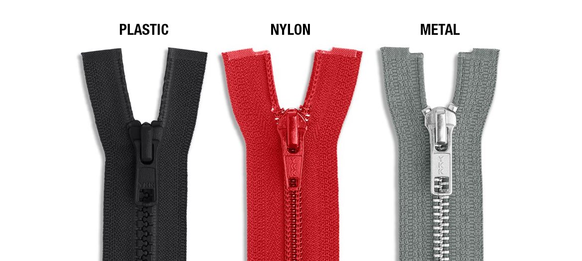 Molded Plastic, Nylon Coil, Metal Zipper Material Comparison