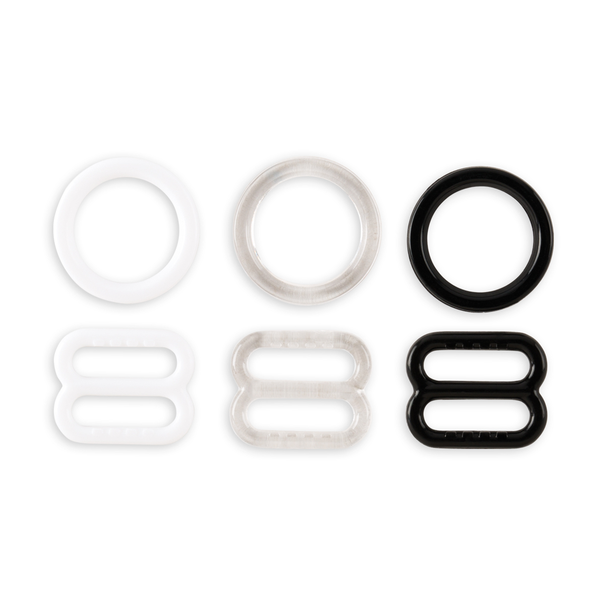 Lingerie Strap Slides & Rings - 3 Pairs/Pack - Black, Clear, White - WAWAK  Sewing Supplies