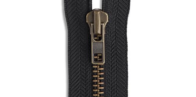 Antique Brass Jacket Zipper in Black Size 7 Zipper Teeth