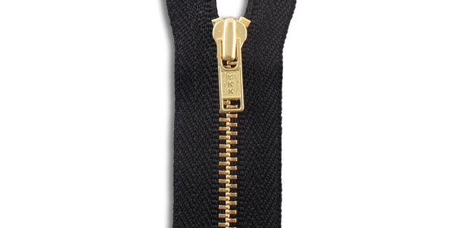 YKK Brass Jacket Zipper in Black Size 3 Zipper Teeth