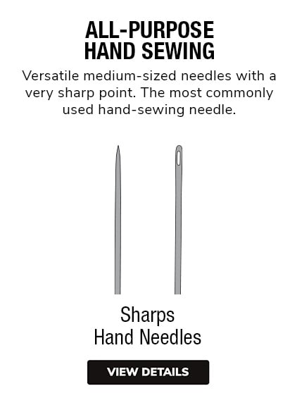 Sharps Needles | Versatile medium-sized needles with a very sharp point. The most commonly used hand-sewing needle.  