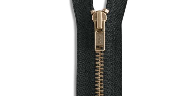 Antique Brass Jacket Zipper in Black Size 3 Zipper Teeth
