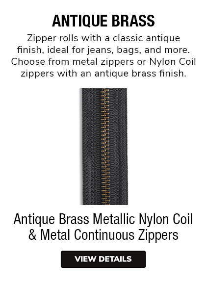 Antique Brass Continuous Zipper Rolls