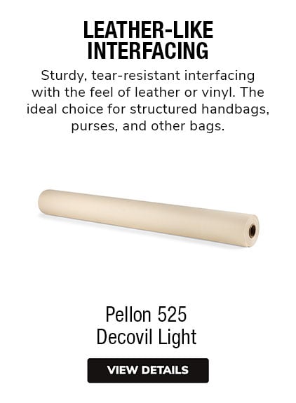 Pellon Decovil Light | Sturdy, tear-resistant interfacing with the feel of leather or vinyl. Fusible interfacing for structured handbags, purses, and other bag projects.   