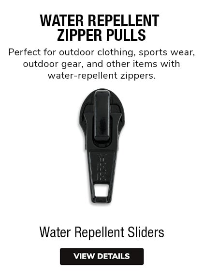 Water Repellent Zipper Pulls | Perfect for outdoor clothing, sports wear, outdoor gear, and other items with water-repellent zippers | Zipper Sliders